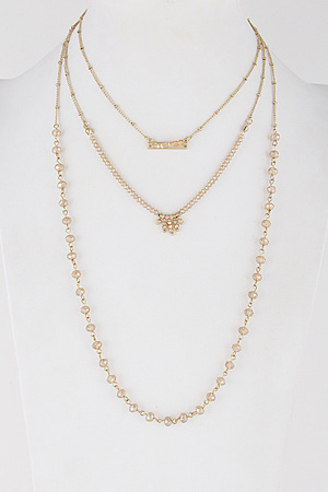 Multi Layer Beaded Emblem Necklace 6JBB10